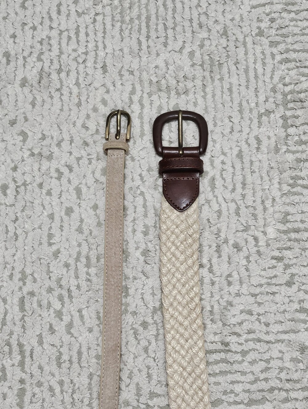 American Apparel Beige Braided and Light Taupe Slim Belt Set